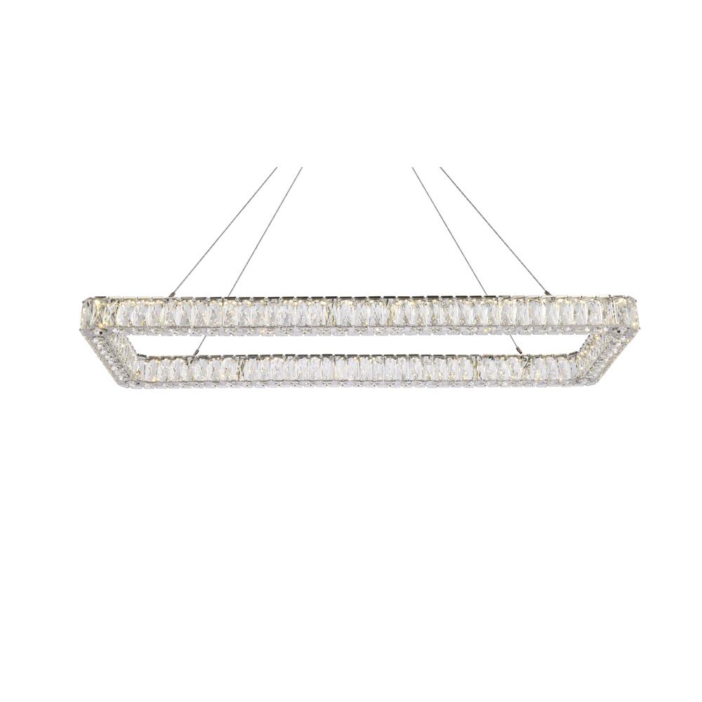 Monroe 50 inch LED Single rectangle pendant in chrome. Picture 2