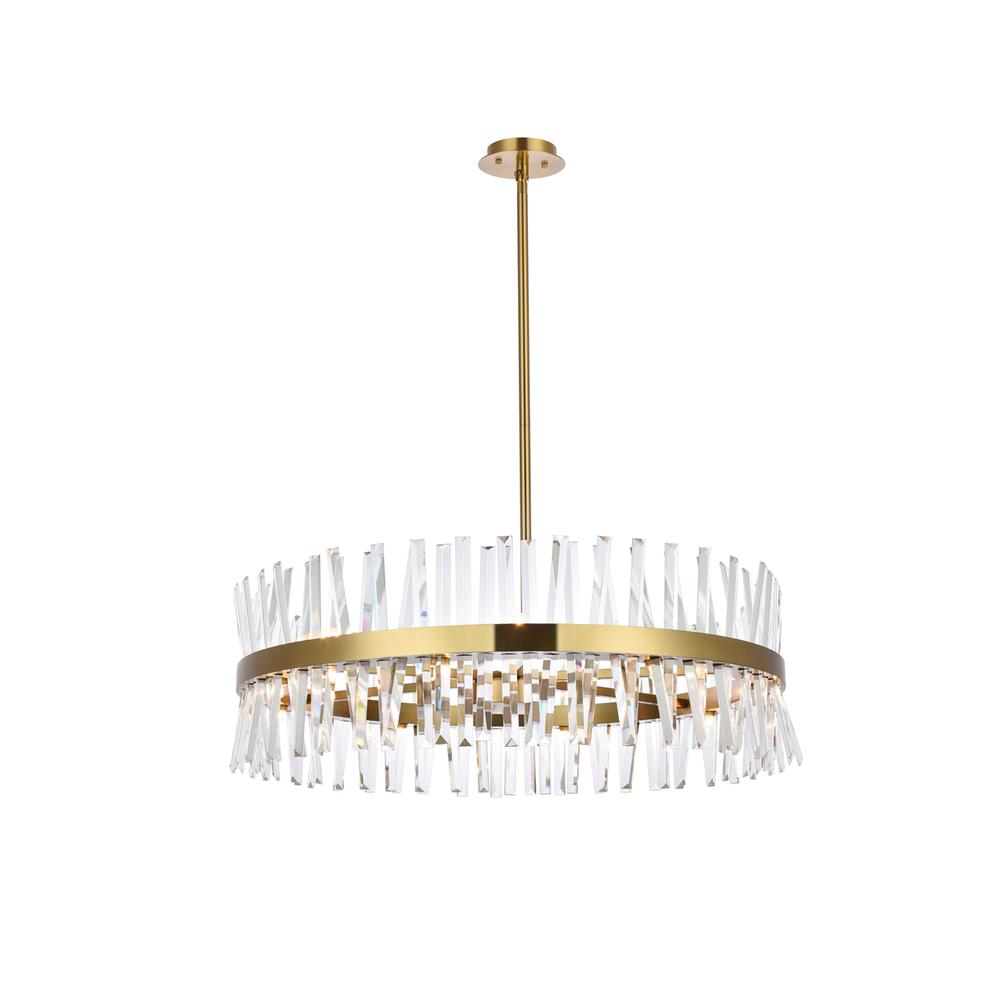 Serephina 36 inch crystal round chandelier light in satin gold. Picture 1