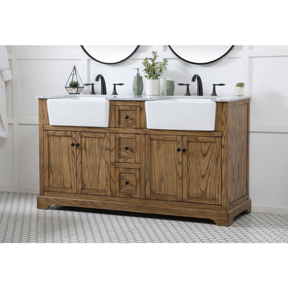 60 inch double bathroom vanity in driftwood. Picture 2