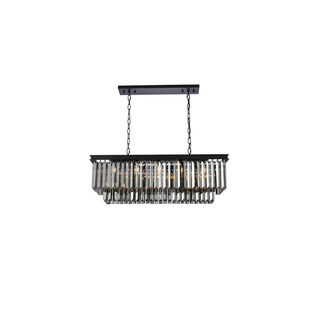 Sydney 12 light Matte Black Chandelier Silver Shade (Grey) Royal Cut Crystal. Picture 1