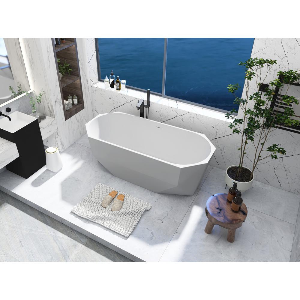 67 inch soaking diamond style bathtub in glossy white. Picture 4