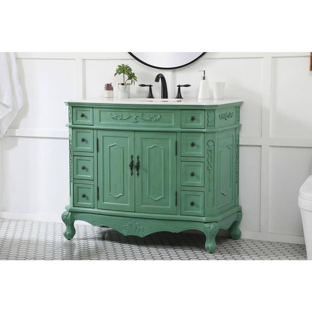 42 inch Single Bathroom vanity in vintage mint. Picture 2