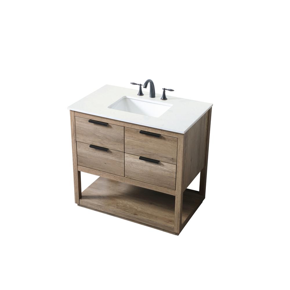 36 Inch SIngle Bathroom Vanity In Natural Oak. Picture 8