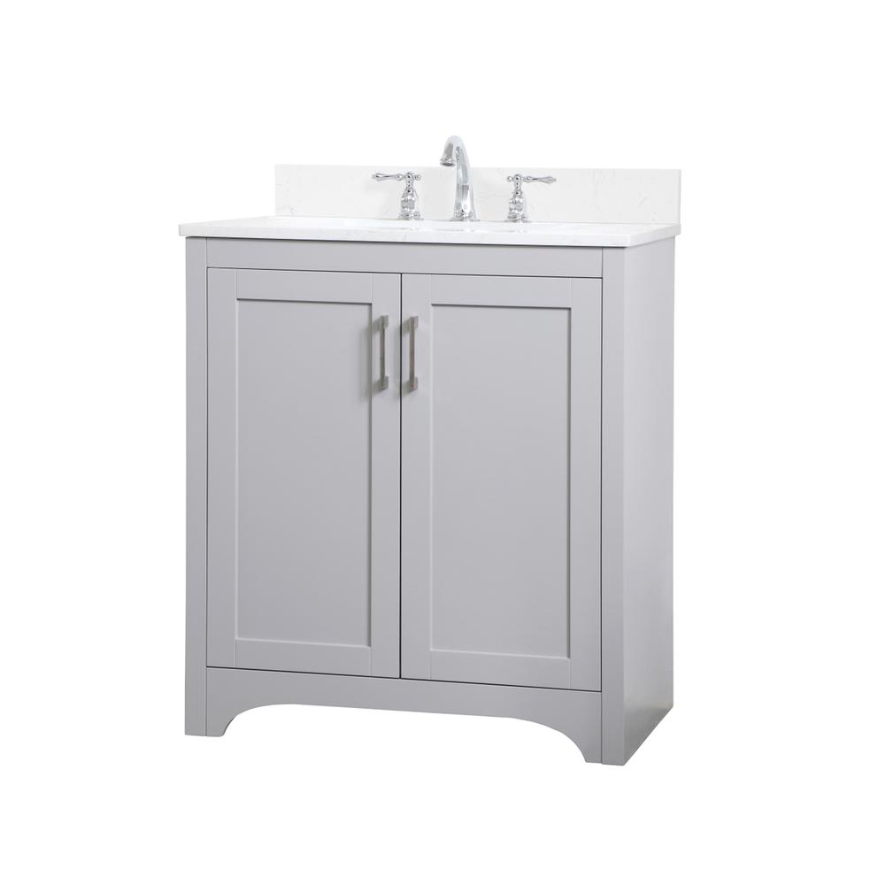 30 inch Single Bathroom Vanity in Grey with Backsplash. Picture 7