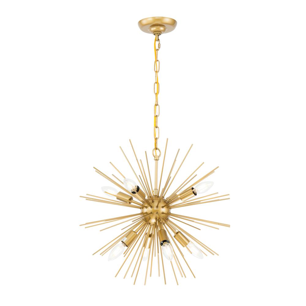 Timber 8 light Brass pendant. Picture 1