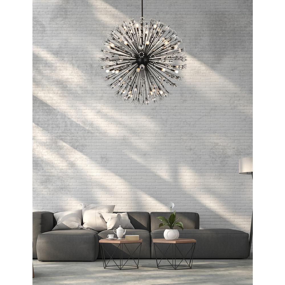Vera 50 inch crystal starburst round pendant in black. Picture 9