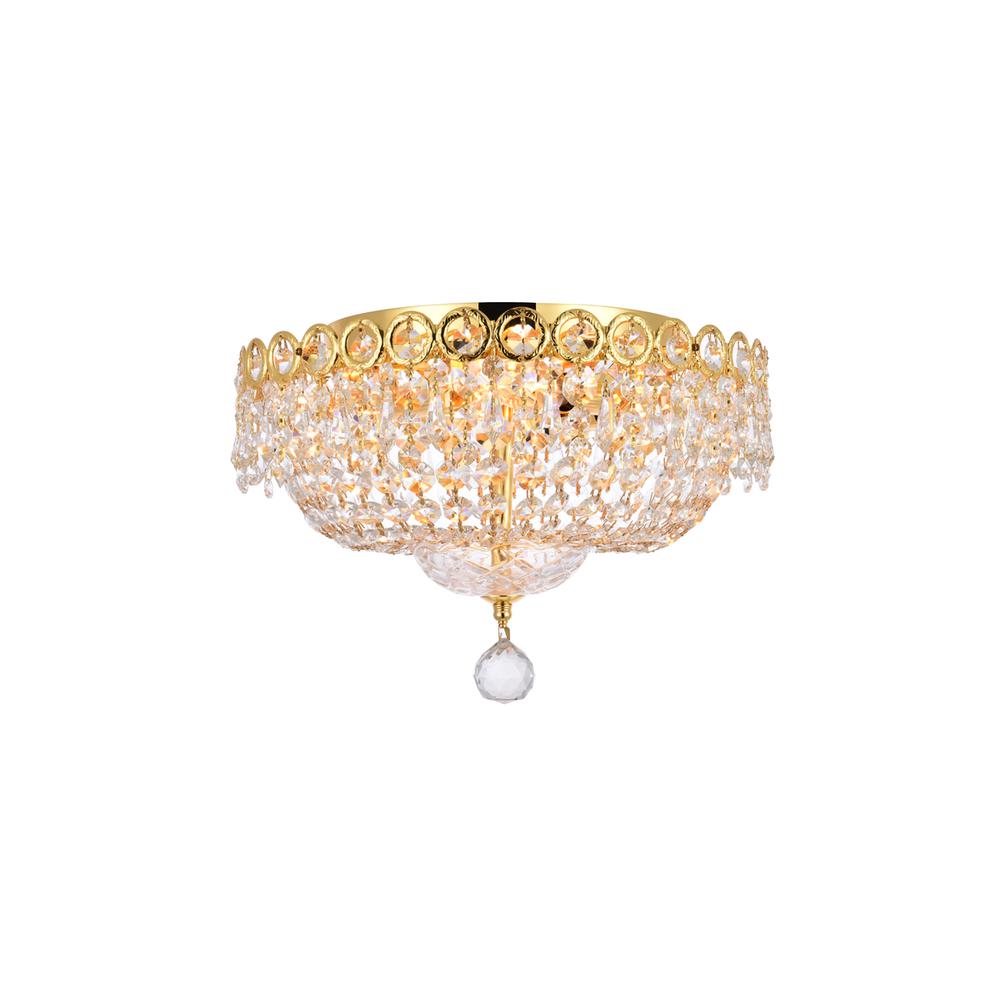 Century 4 light Gold Flush Mount Clear Royal Cut Crystal. Picture 1
