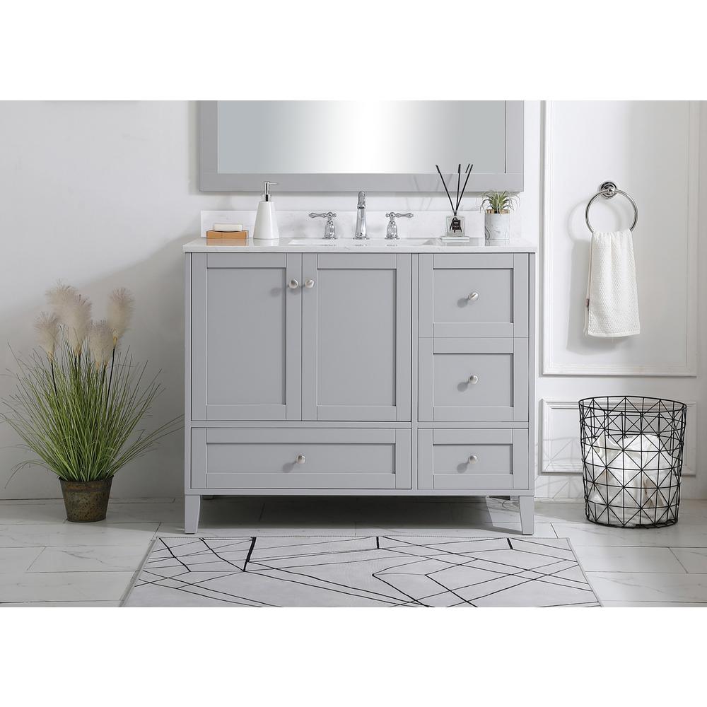 42 inch Single Bathroom Vanity in Grey with Backsplash. Picture 14