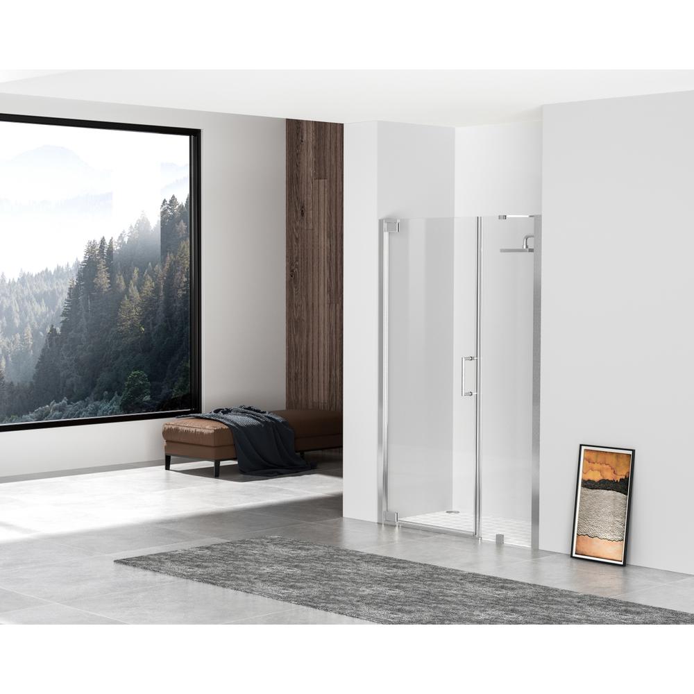 Semi-frameless hinged shower door 48 x 72 Brushed Nickel. Picture 2