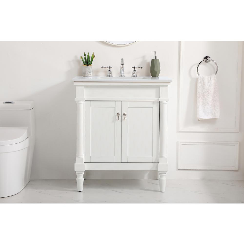 30 inch Single Bathroom vanity in Antique White. Picture 14