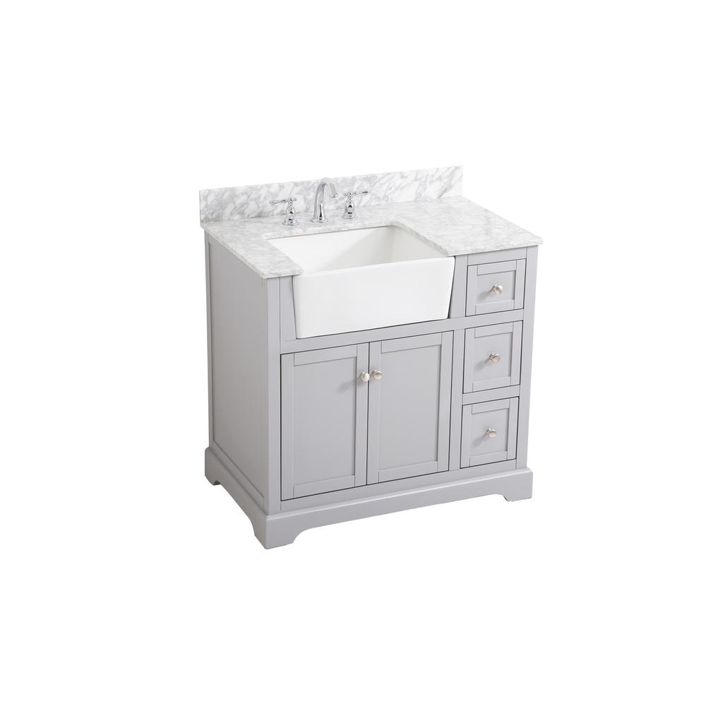 36 inch Single bathroom vanity in grey with backsplash. Picture 8