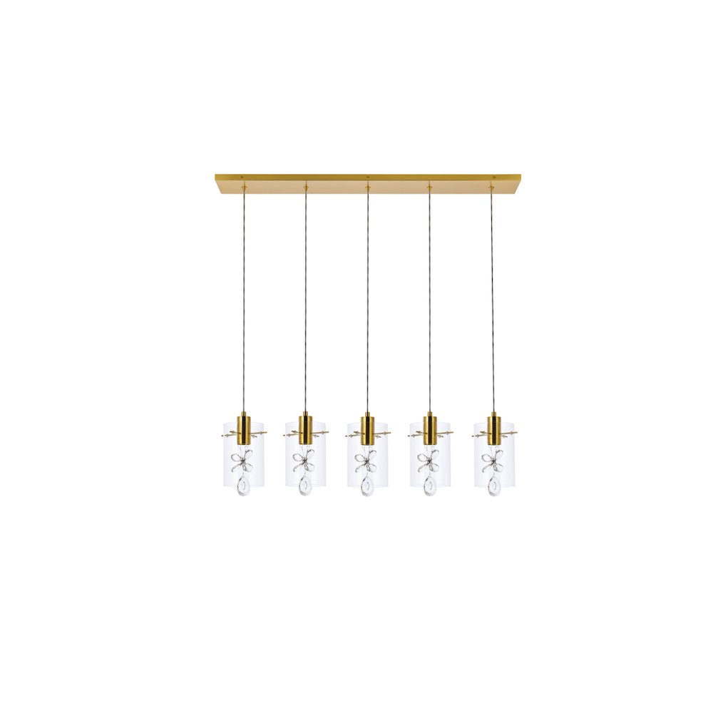 Hana 5 Lights Gold Pendant. Picture 1