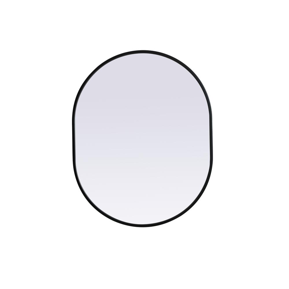 Metal Frame Oval Mirror 24x30 Inch in Black. Picture 1
