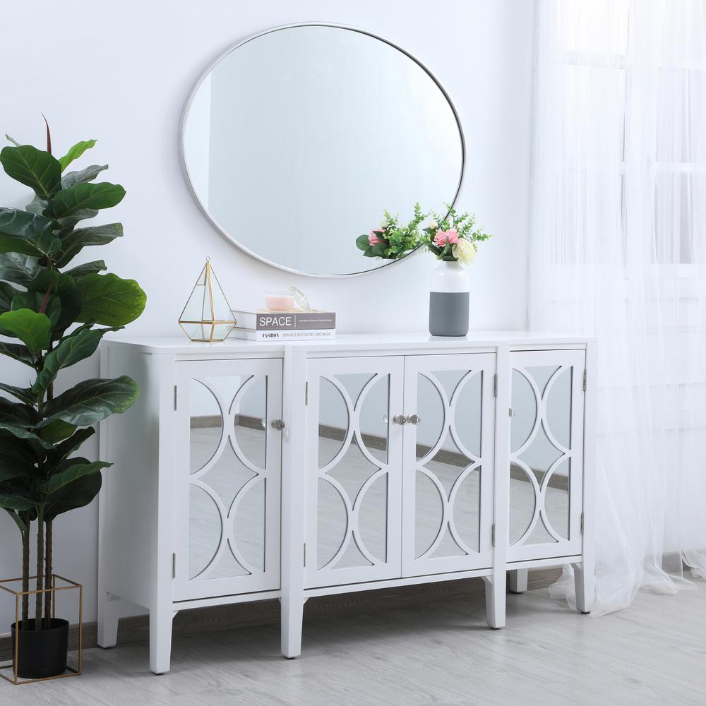 Metal frame oval mirror 40 inch in silver. Picture 8