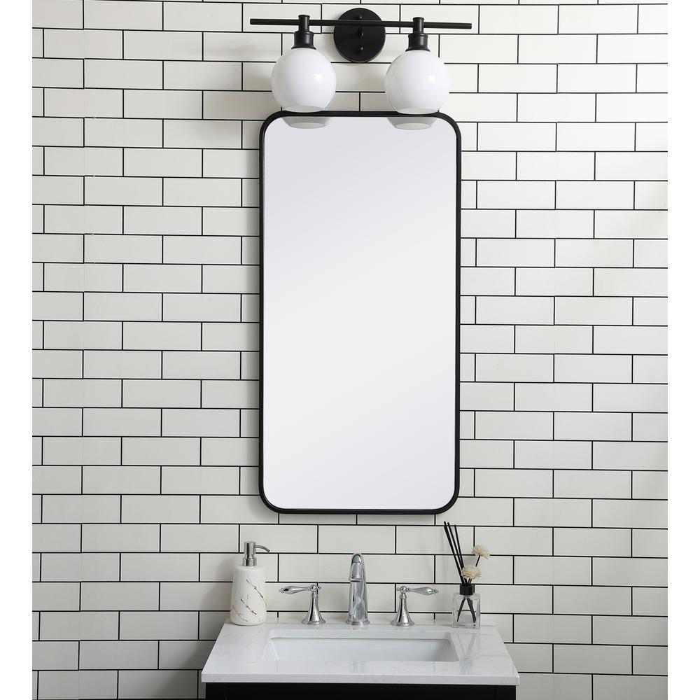 Soft corner metal rectangular mirror 18x36 inch in Black. Picture 9