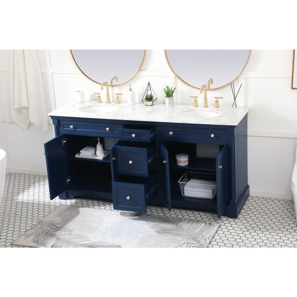 72 inch double bathroom vanity in Blue. Picture 3