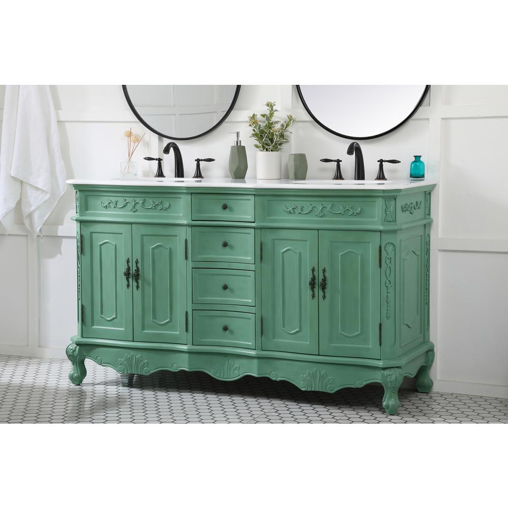 60 inch double Bathroom vanity in vintage mint. Picture 2