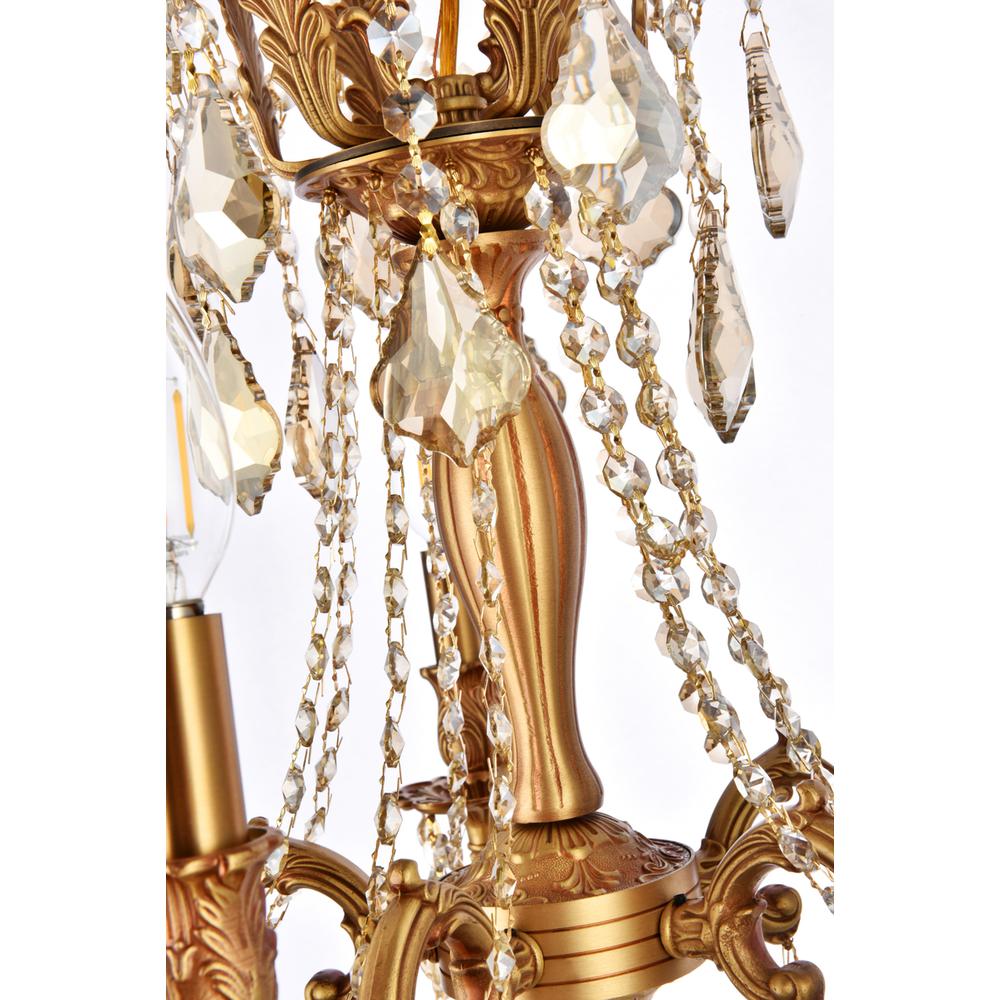 Rosalia 5 light French Gold Pendant Golden Teak (Smoky) Royal Cut Crystal. Picture 5