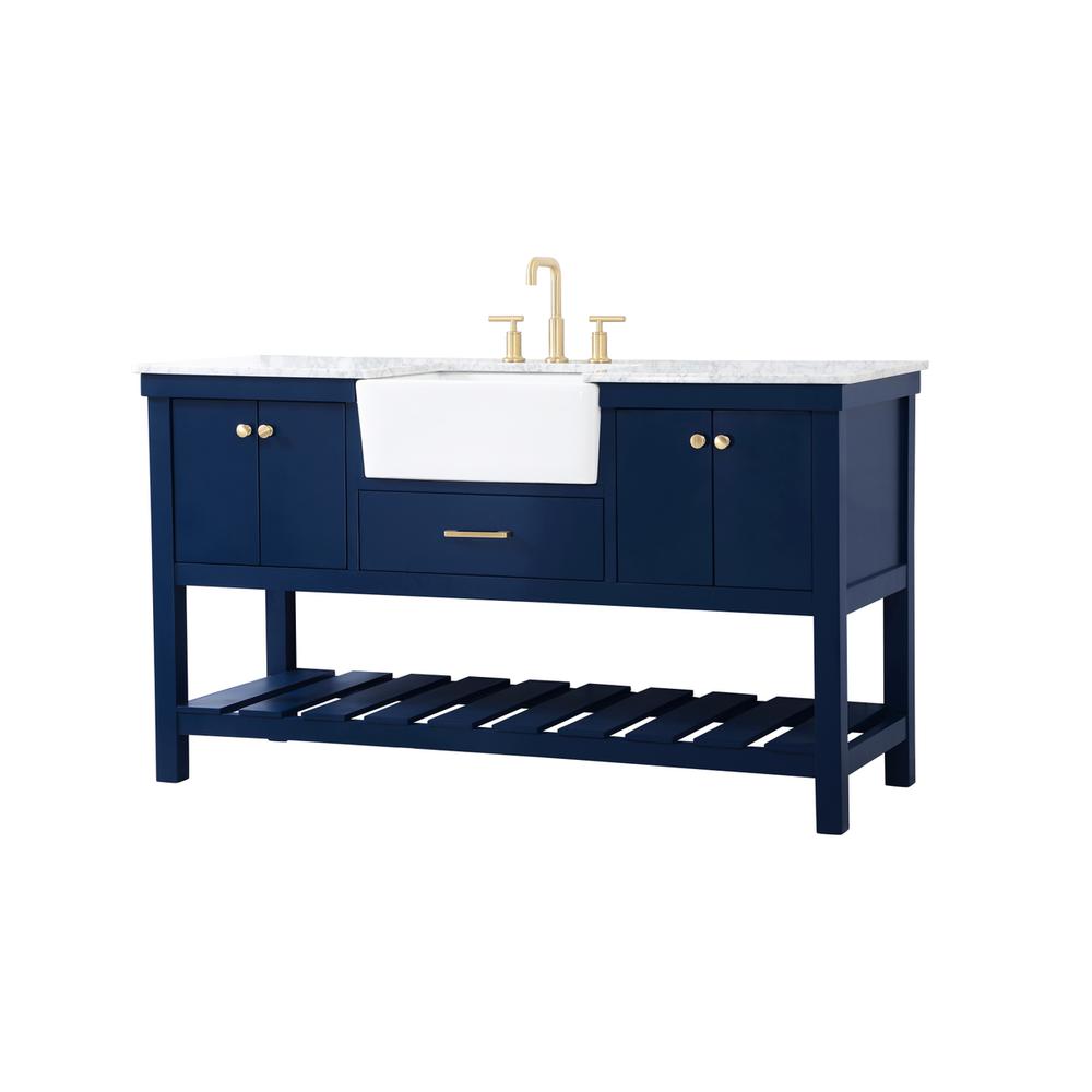 60 inch Single bathroom vanity in blue. Picture 7