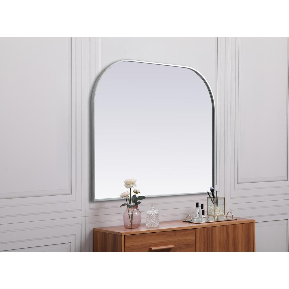 Metal Frame Arch Mirror 42x34 Inch in Silver. Picture 4