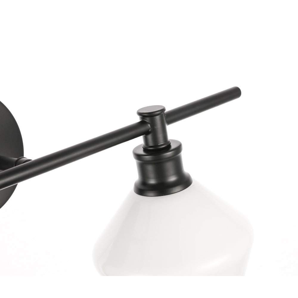 Gene 1 Light Black And Frosted White Glass Right Wall Sconce. Picture 9