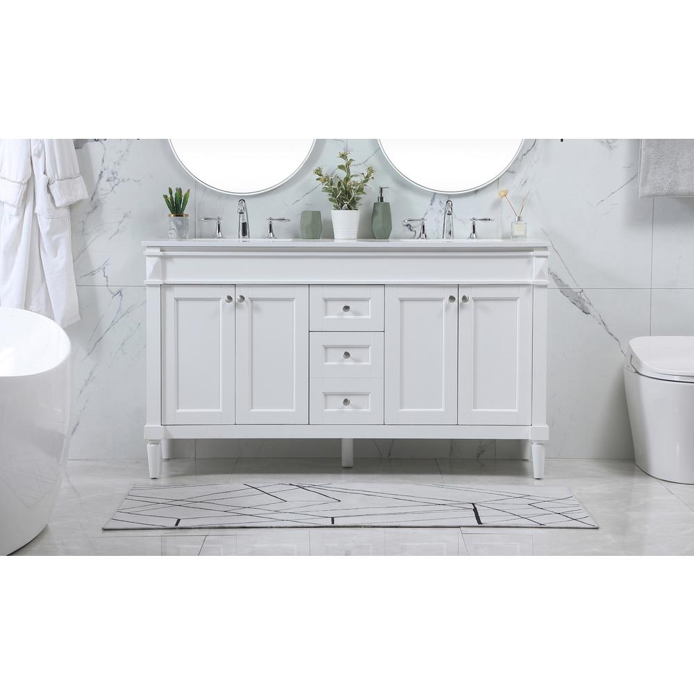60 inch double bathroom vanity in white. Picture 14