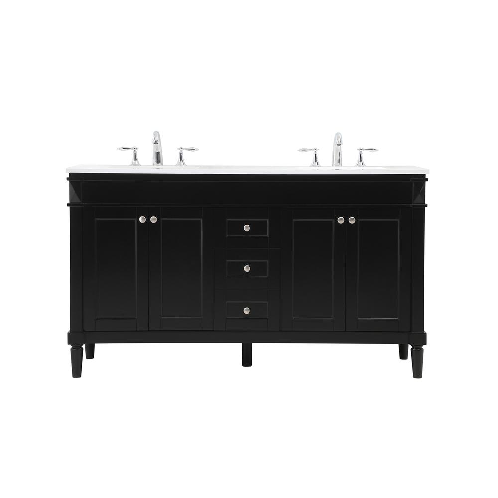 60 inch double bathroom vanity in black. Picture 1