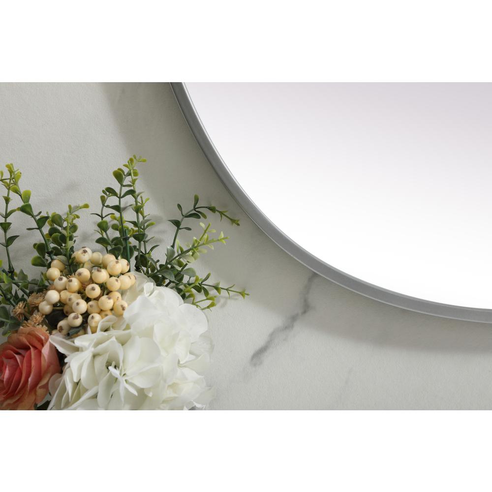 Metal Frame Oval Mirror 27x40 Inch in Silver. Picture 5