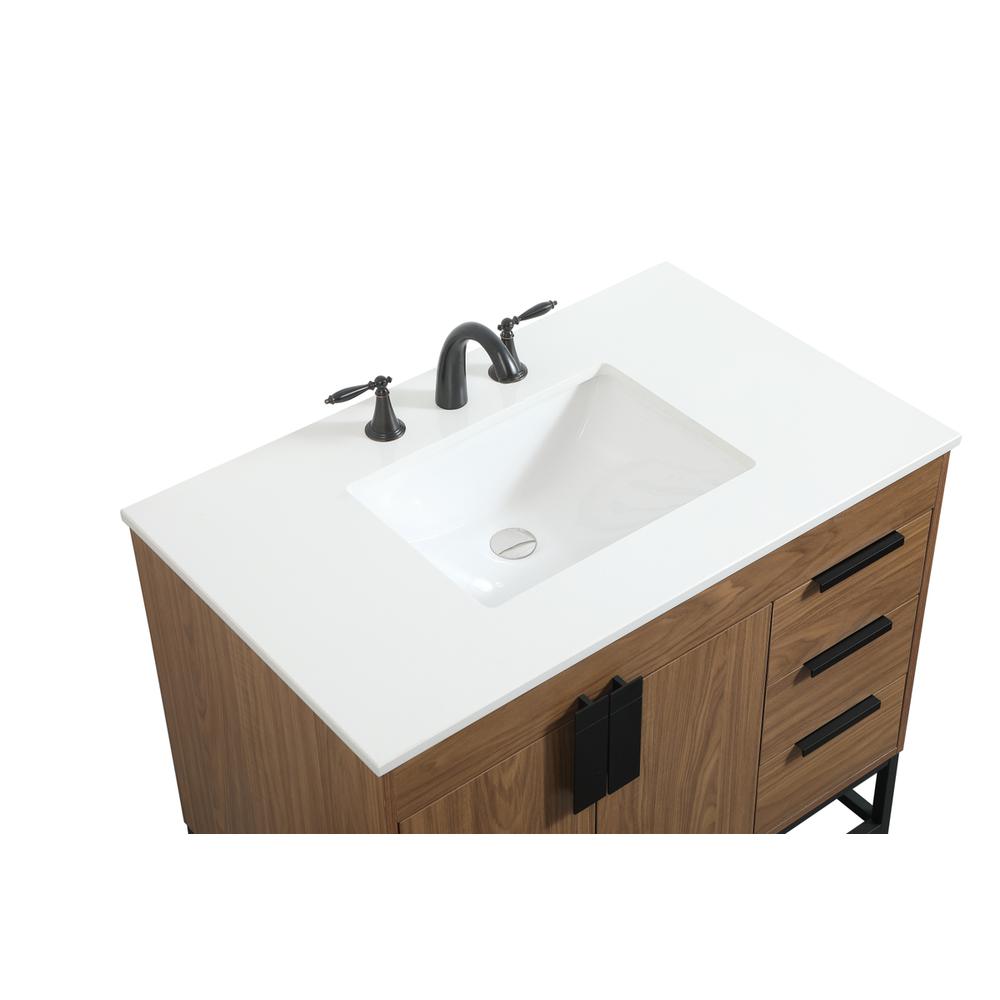 36 inch Single bathroom vanity in walnut brown. Picture 10