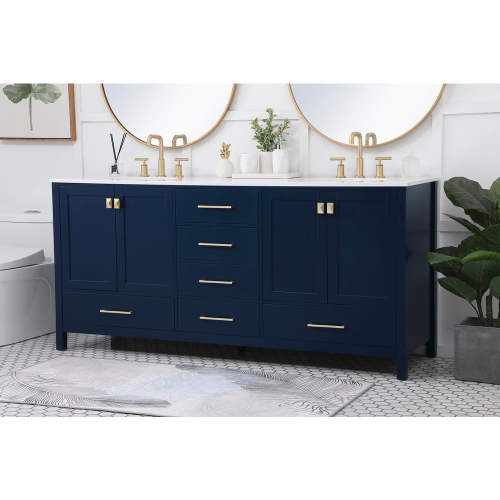 72 inch Double Bathroom Vanity in Blue. Picture 2