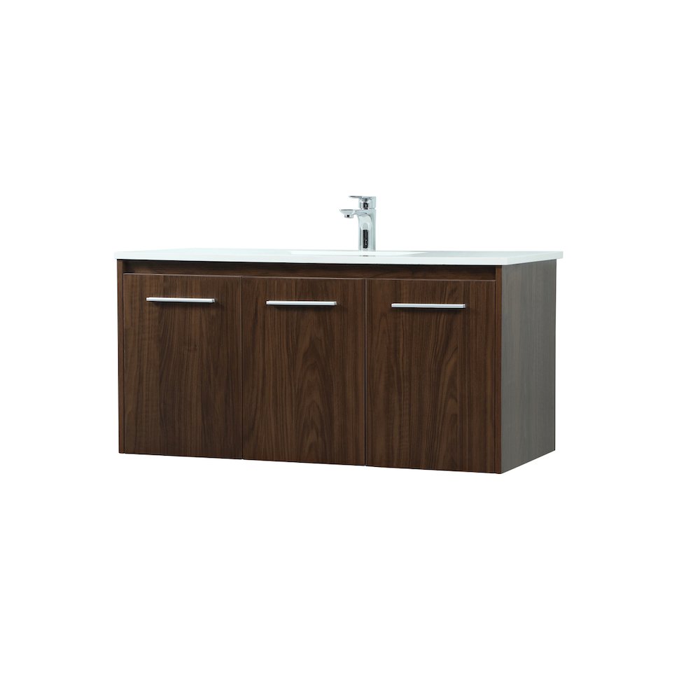 40 Inch Single Bathroom Vanity In Walnut. Picture 8