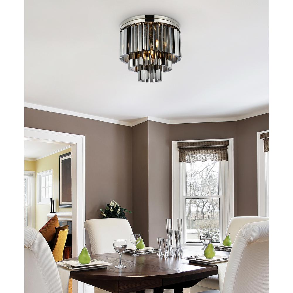 Sydney 9 light polished nickel Flush Mount Silver Shade (Grey) Royal Cut Crystal. Picture 8