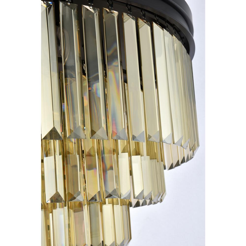 Sydney 17 light Matte Black Flush Mount Golden Teak (Smoky) Royal Cut Crystal. Picture 5