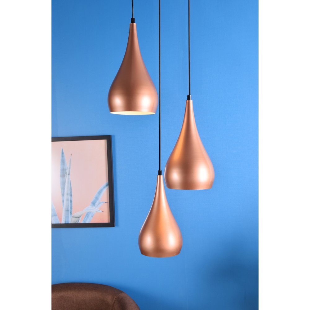 Nora 3 Light Honey Gold Pendant. Picture 8