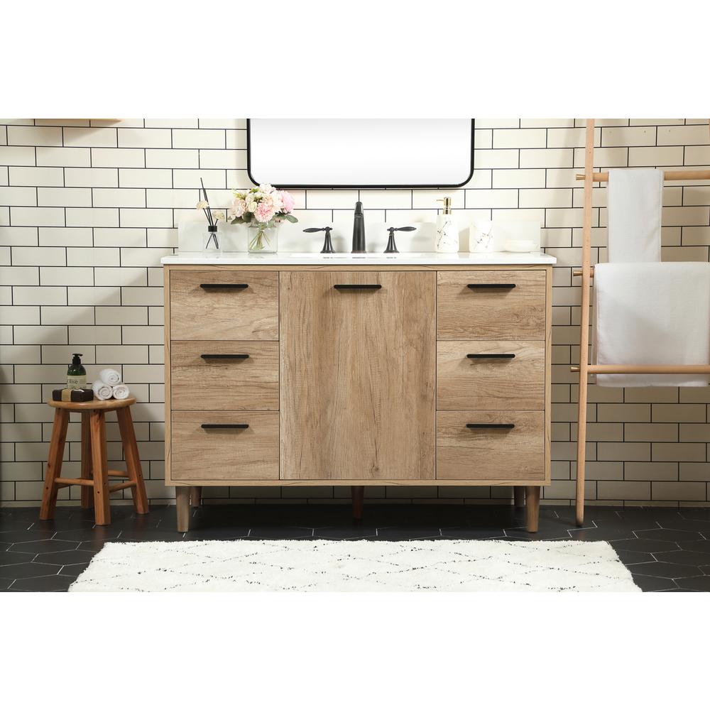 48 inch Single bathroom vanity in natural oak with backsplash. Picture 14