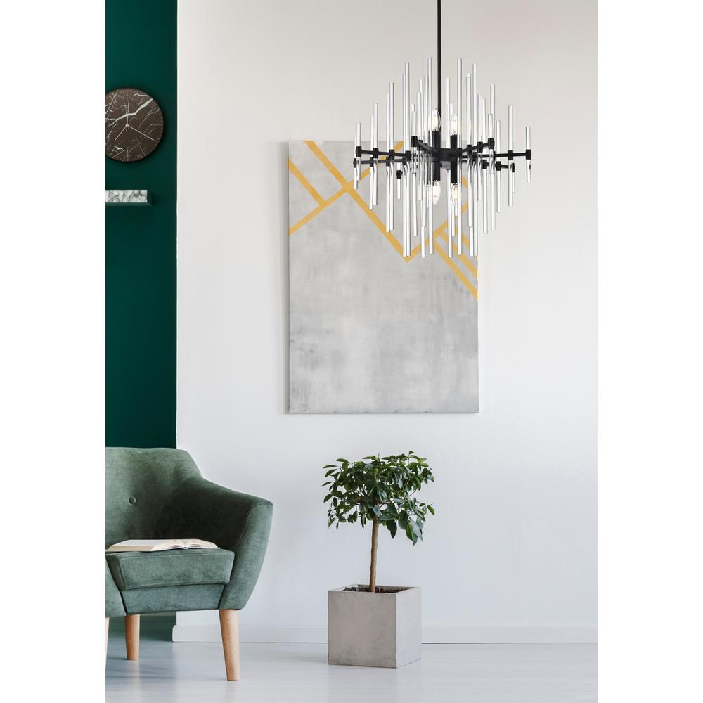 Sienna 23 inch crystal rod pendant in black. Picture 9