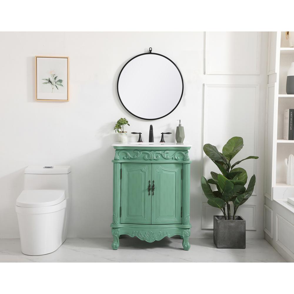 27 inch Single Bathroom vanity in vintage mint. Picture 4