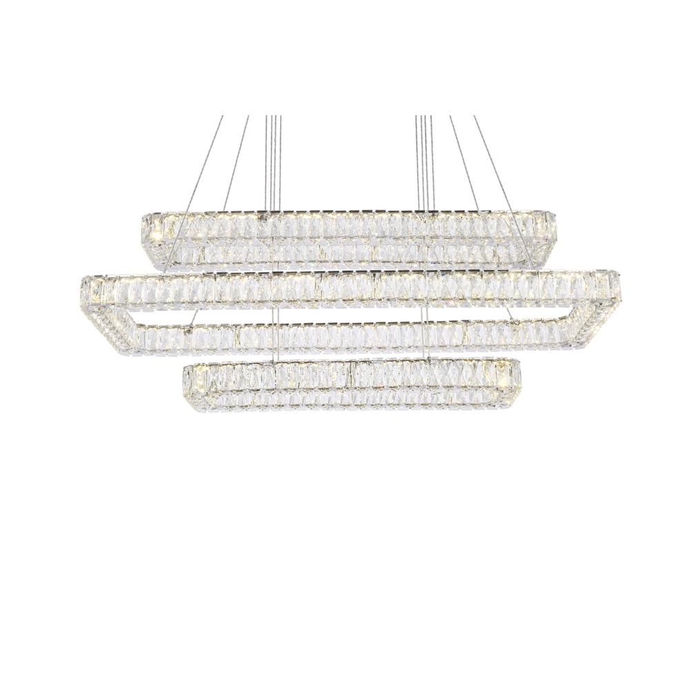 Monroe 50 inch LED triple rectangle pendant in chrome. Picture 2