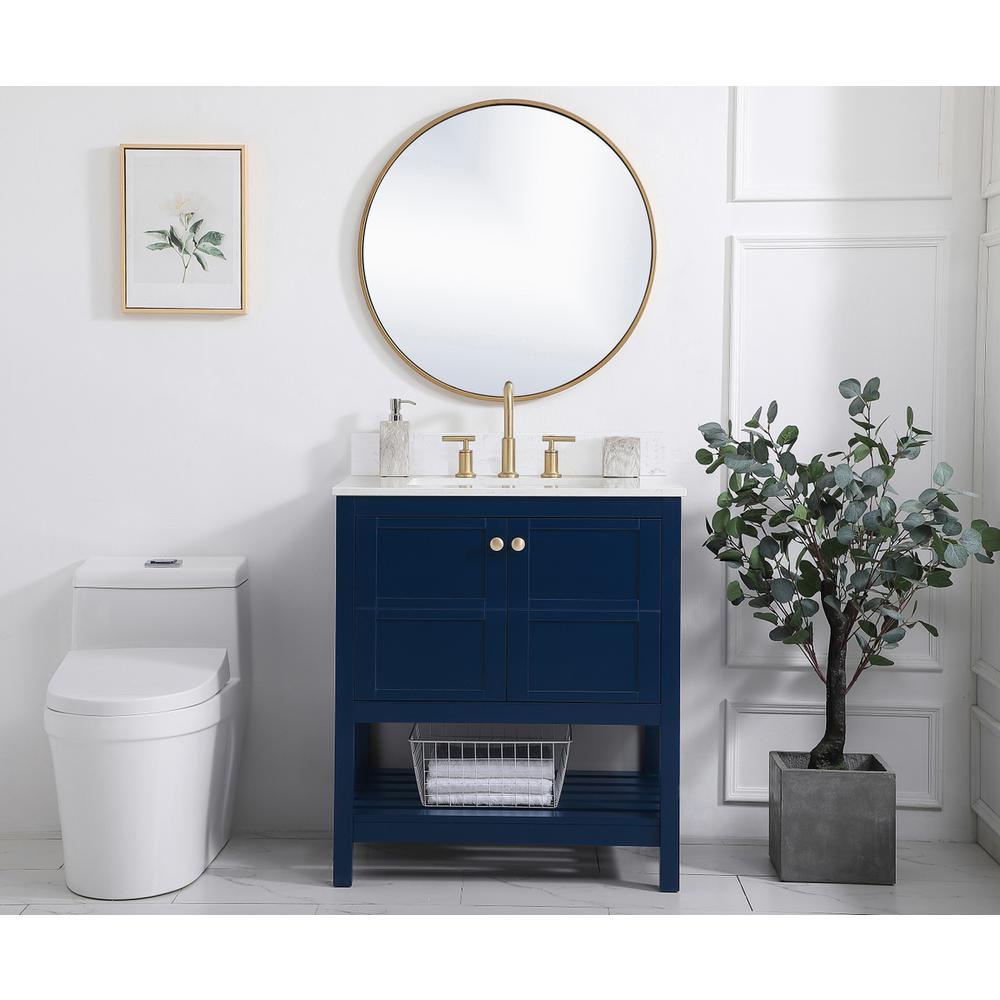 30 inch Single Bathroom Vanity in Blue with Backsplash. Picture 4