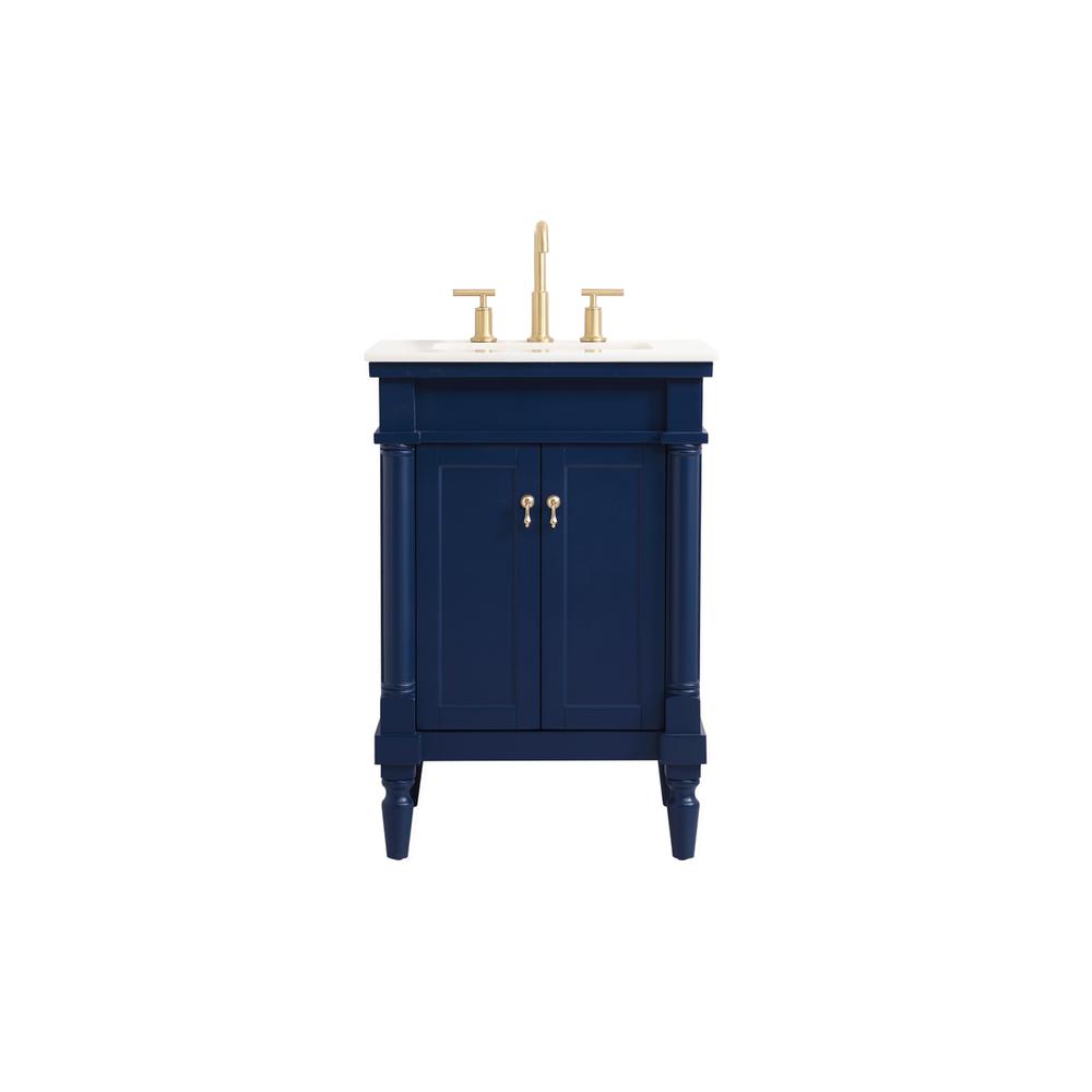24 inch Single bathroom vanity in blue. Picture 1