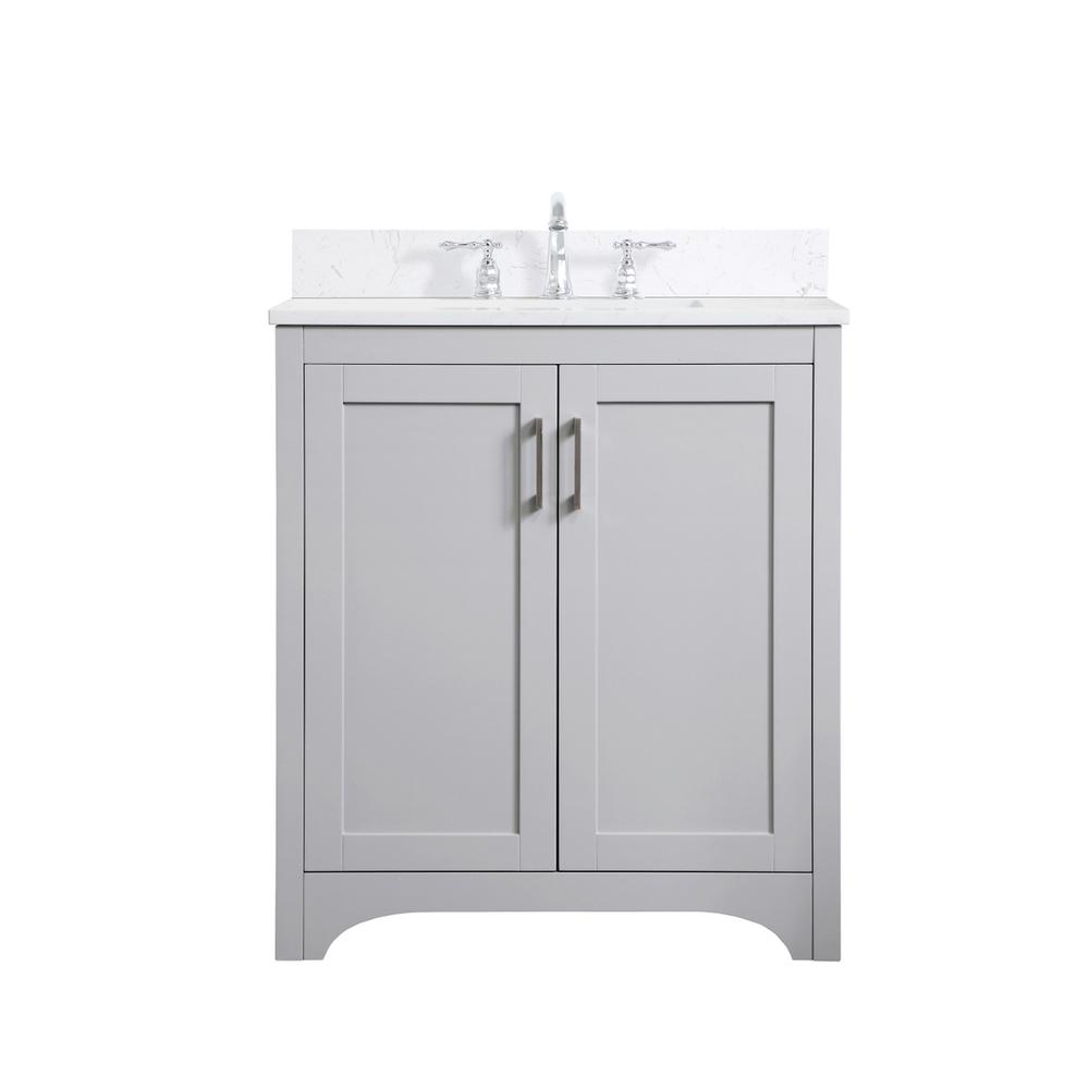 30 inch Single Bathroom Vanity in Grey with Backsplash. Picture 1