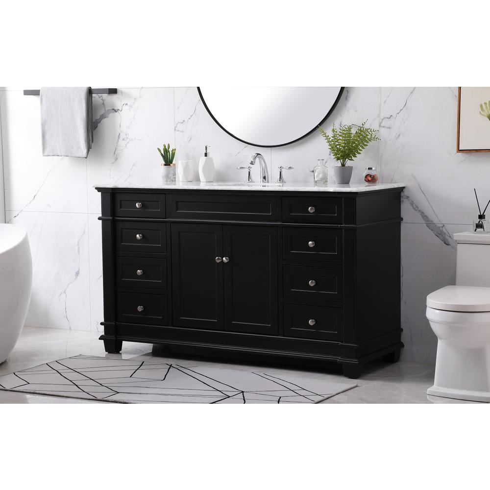 60 inch Single bathroom vanity set in black. Picture 2