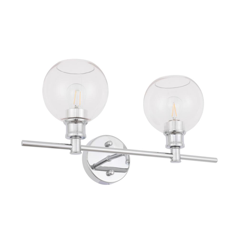 Collier 2 light Chrome and Clear glass Wall sconce. Picture 6