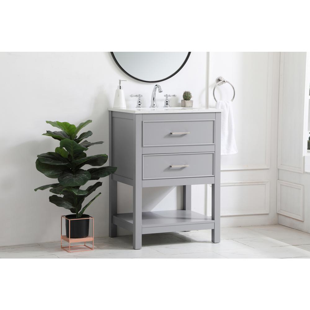 24 inch Single Bathroom Vanity in Grey. Picture 2