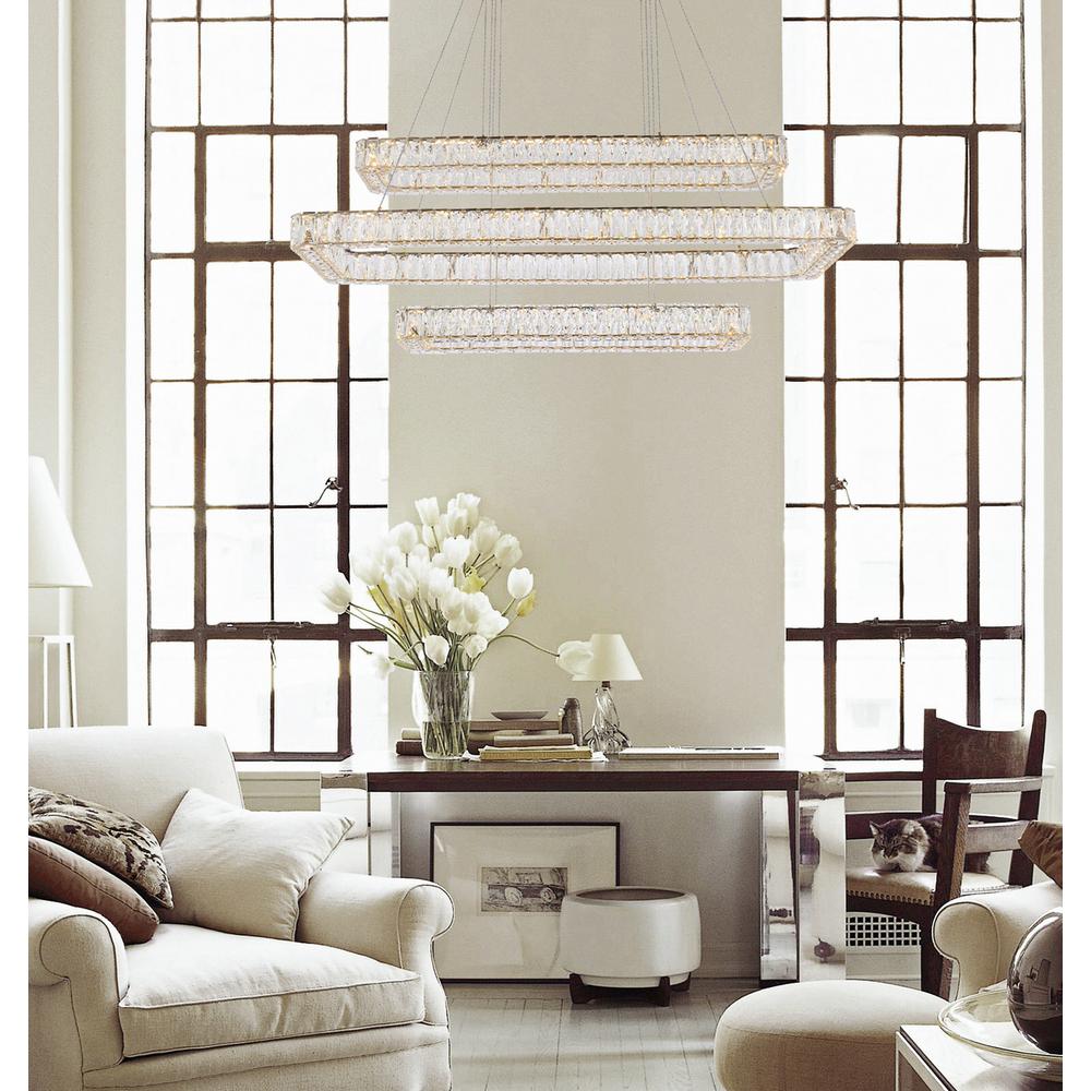 Monroe 50 inch LED triple rectangle pendant in gold. Picture 7