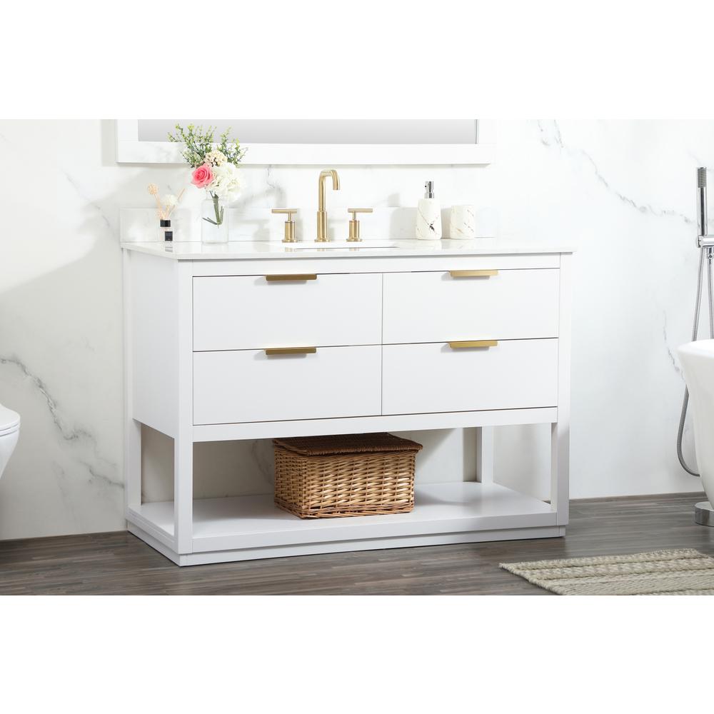 48 inch Single bathroom vanity in white with backsplash. Picture 2