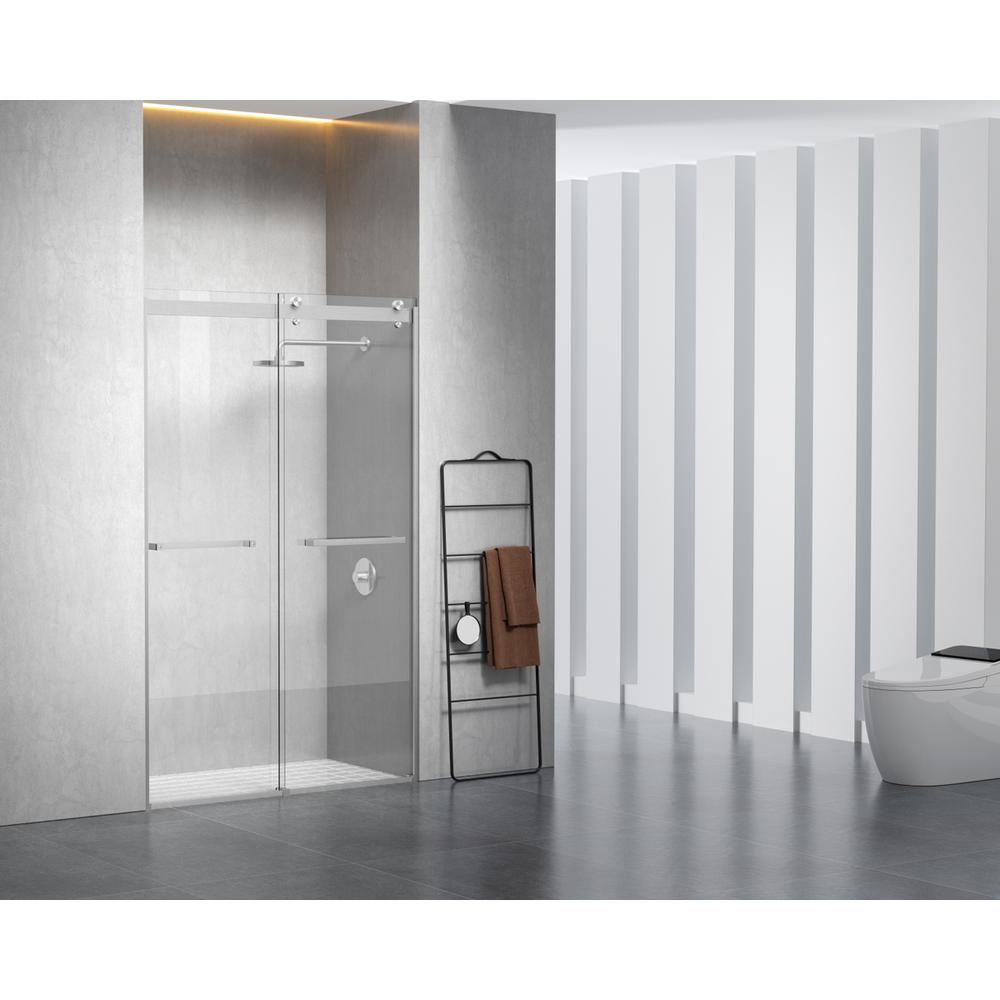 Semi-frameless shower door 48 x 76 Brushed Nickel. Picture 2