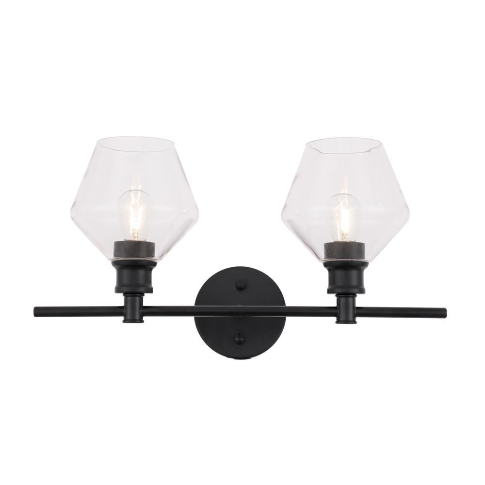 Gene 2 light Black and Clear glass Wall sconce. Picture 1