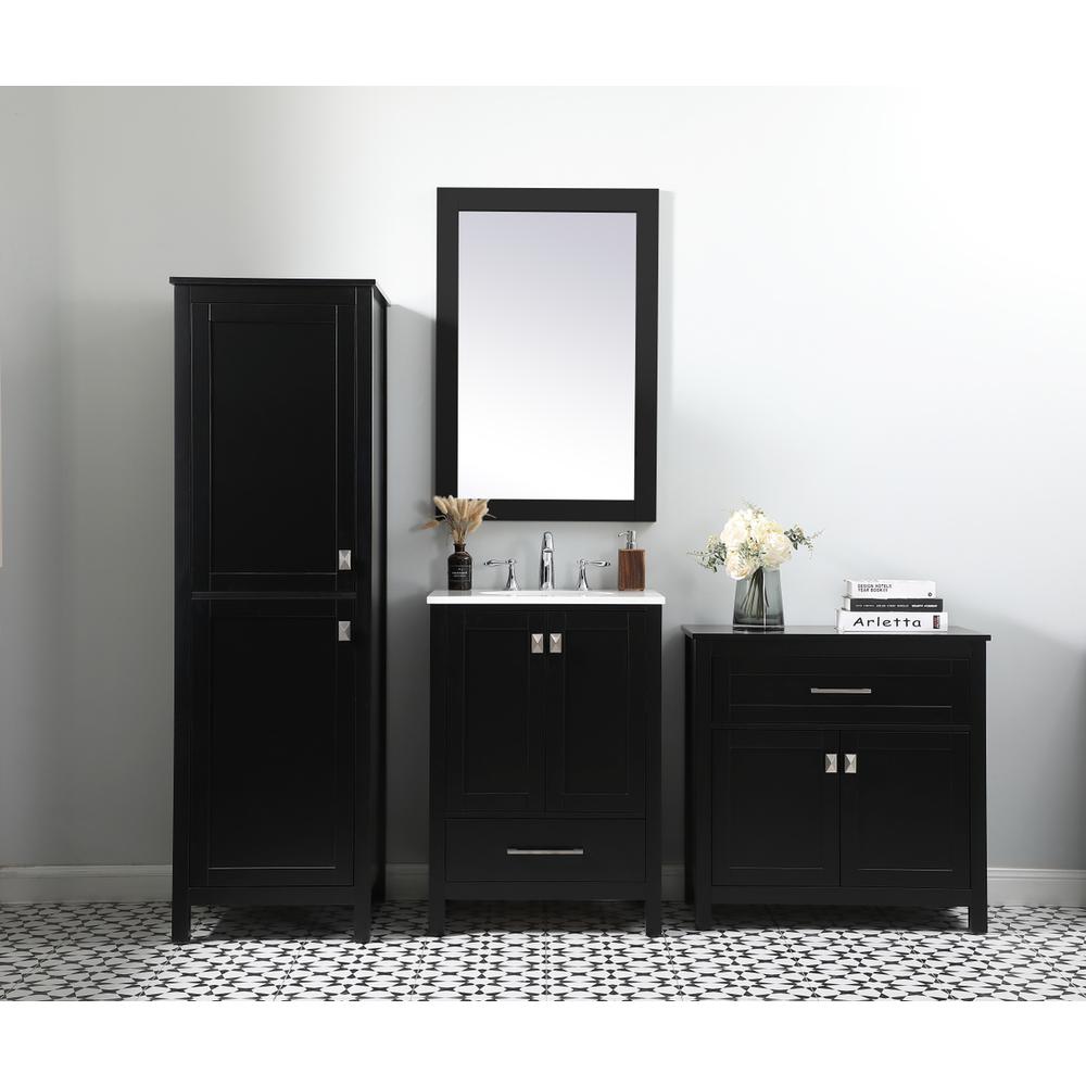 24 Inch Wide Bathroom Storage Freestanding Cabinet In Black. Picture 10