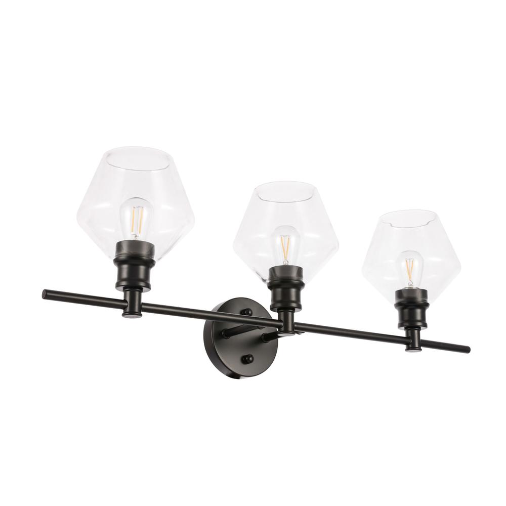 Gene 3 light Black and Clear glass Wall sconce. Picture 6